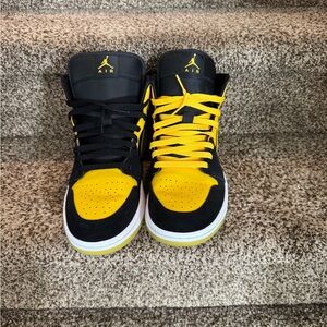 Jordan Black and Yellow High-Top Sneakers